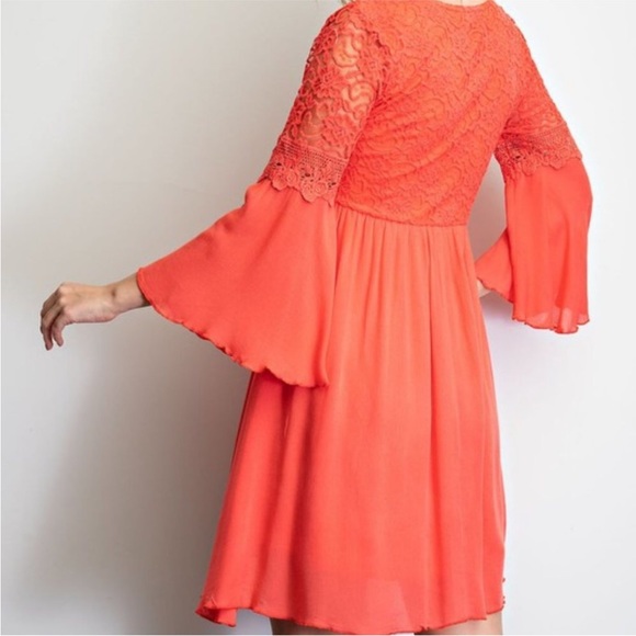 Easel Crochet Lace Femme Mini Dress In Coral I Am. NWT! Sz S - Picture 5 of 8
